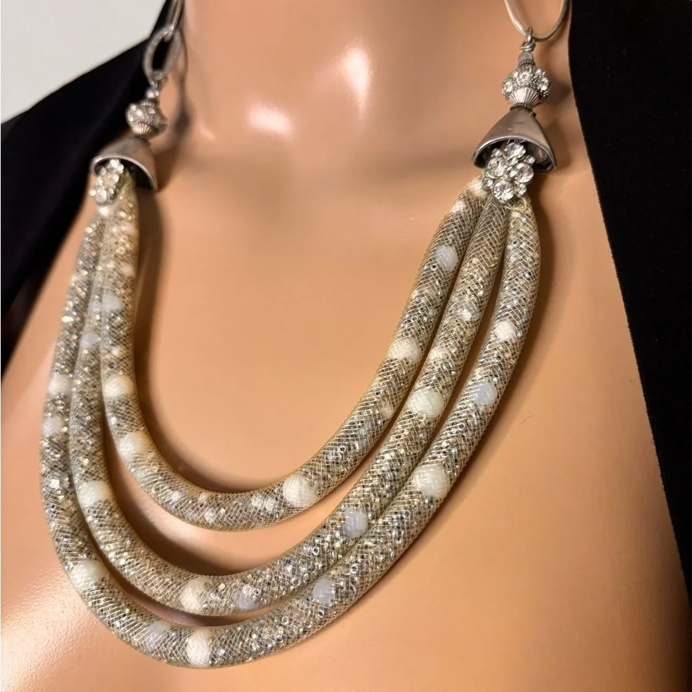 RARE! Rita D Statement Mesh Tube Choker Necklace - Picture 5 of 14